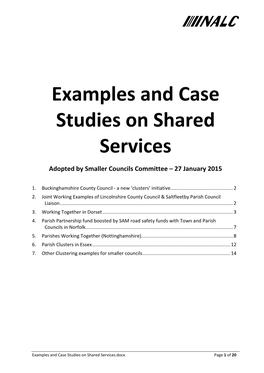 Examples and Case Studies on Shared Services