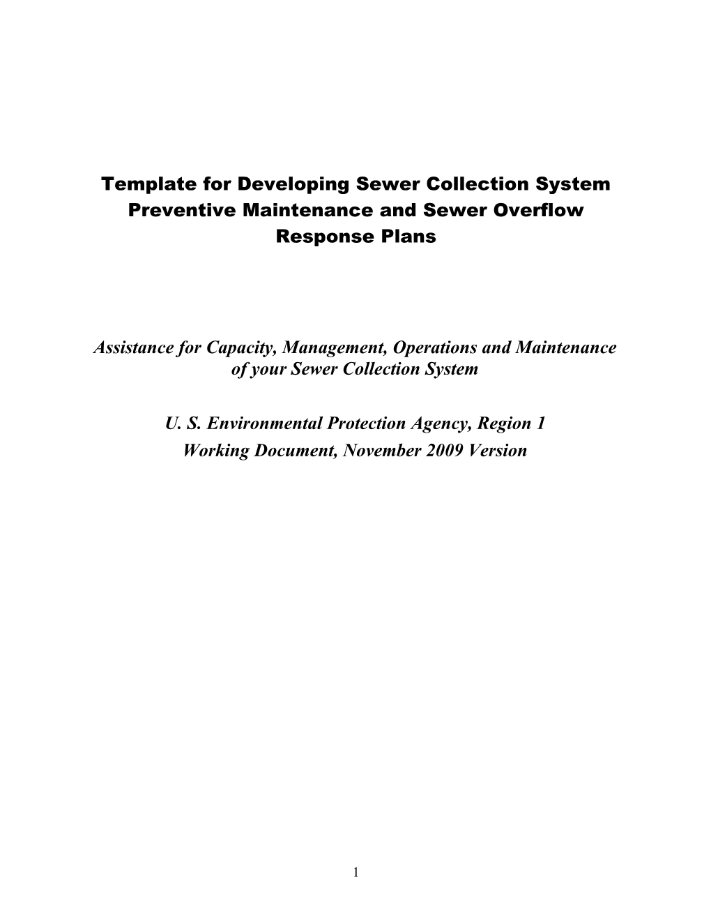 Template For Developing Sewer Collection System Preventive Maintenance And Sewer Overflow Response Plans