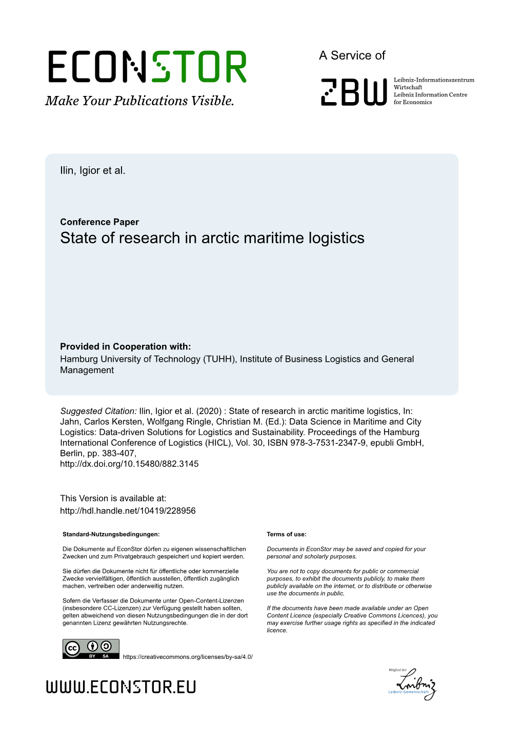 State of Research in Arctic Maritime Logistics