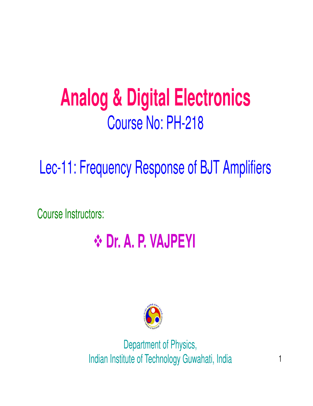 Frequency Response of BJT Amplifiers