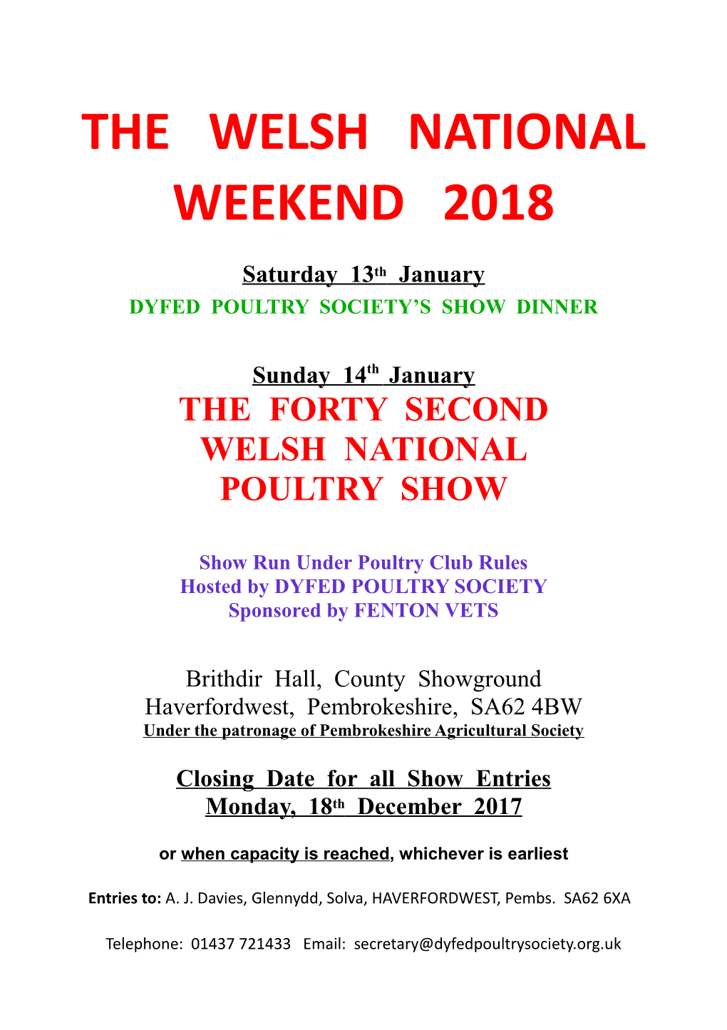 The Welsh National Weekend 2018