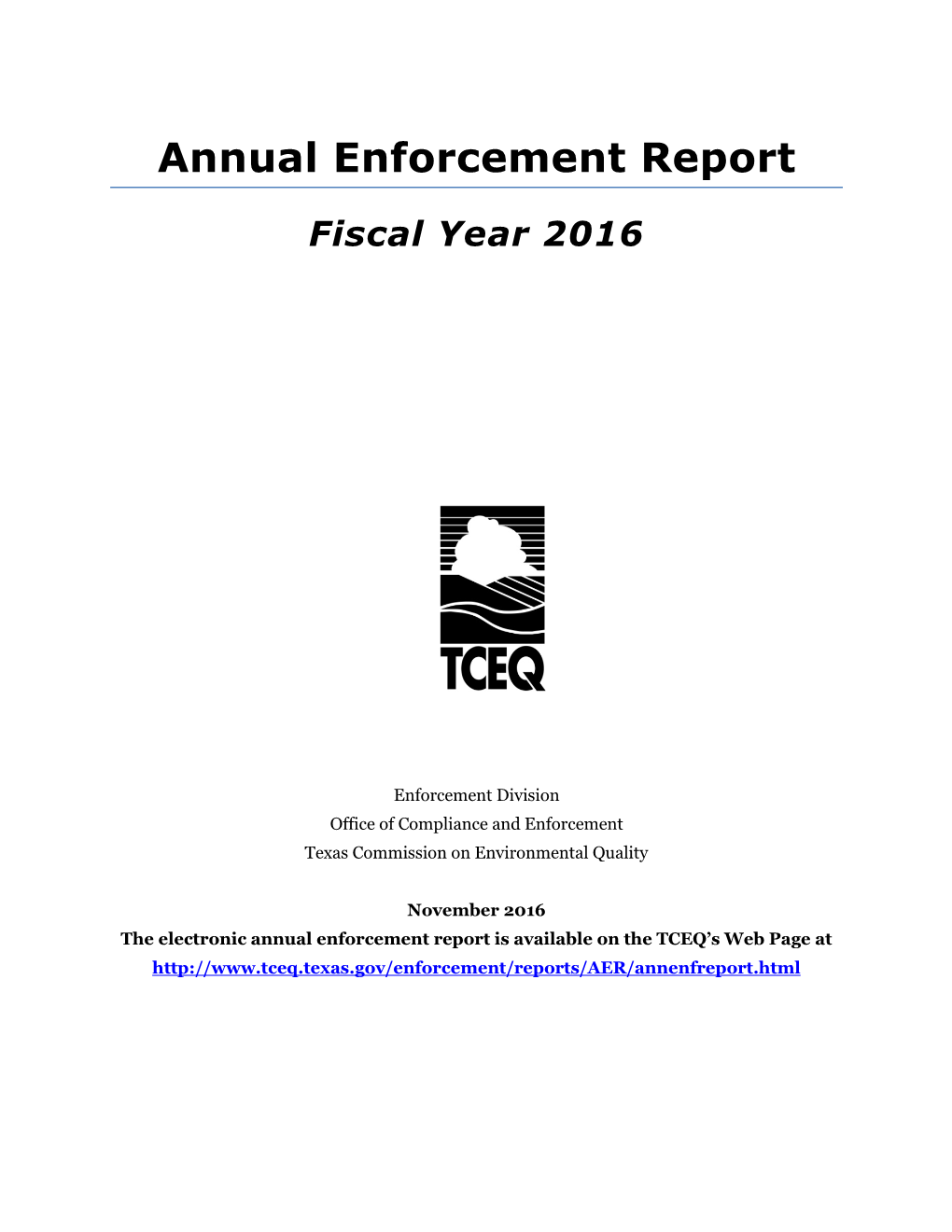 TCEQ Annual Enforcement Report