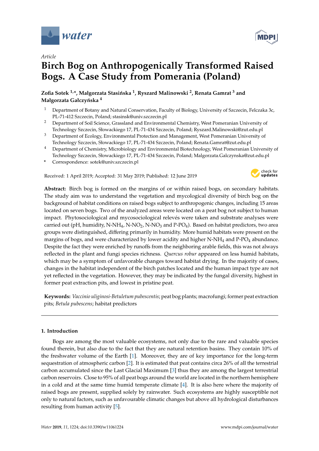 Birch Bog on Anthropogenically Transformed Raised Bogs. a Case Study from Pomerania (Poland)