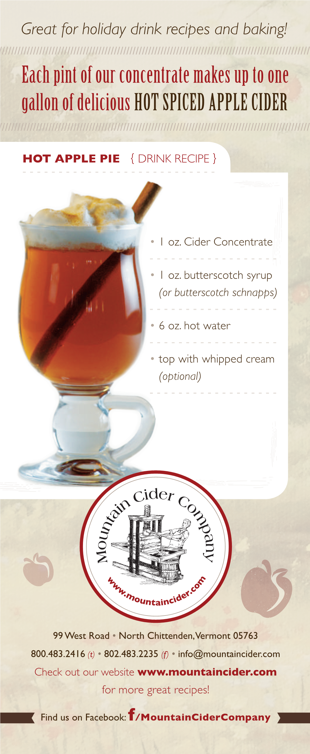 Mountain Cider Recipe Card