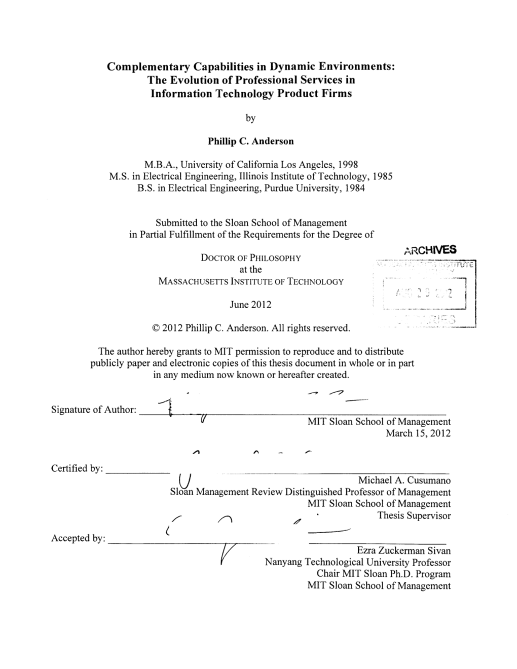 Complementary Capabilities in Dynamic Environments: the Evolution of Professional Services in Information Technology Product Firms