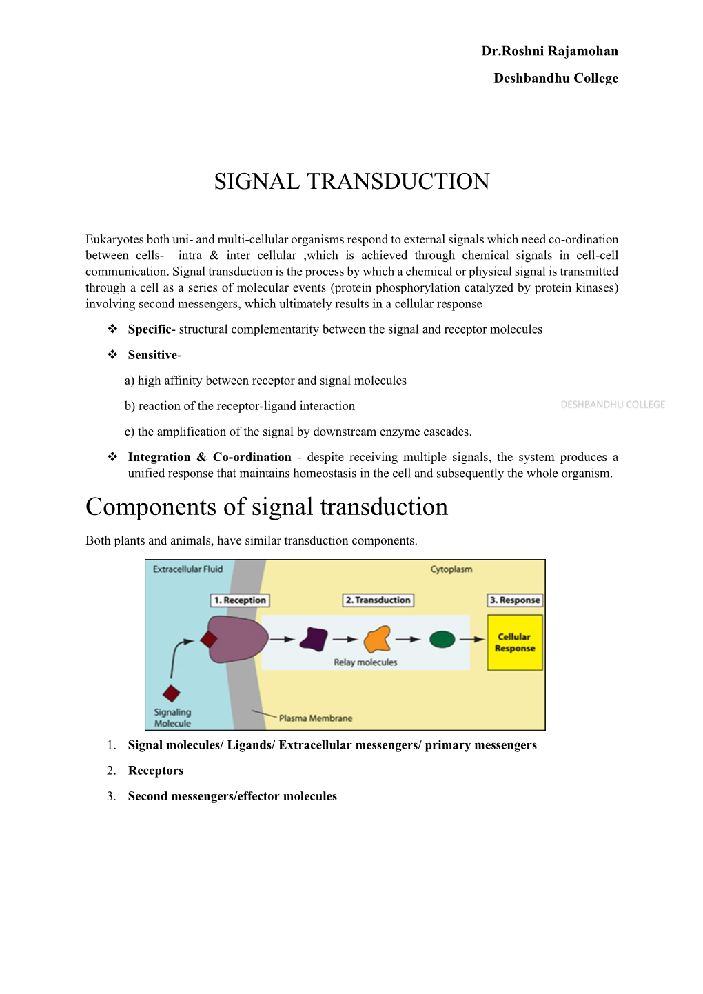 Components of Signal Transduction