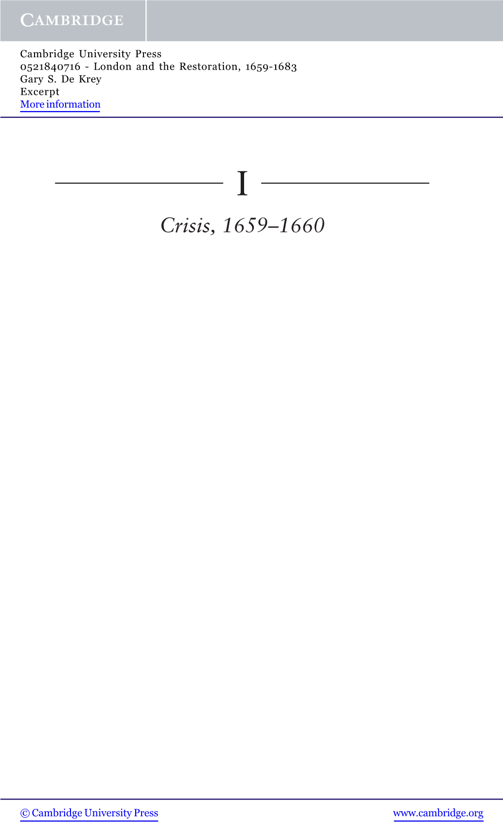 Crisis, 1659–1660