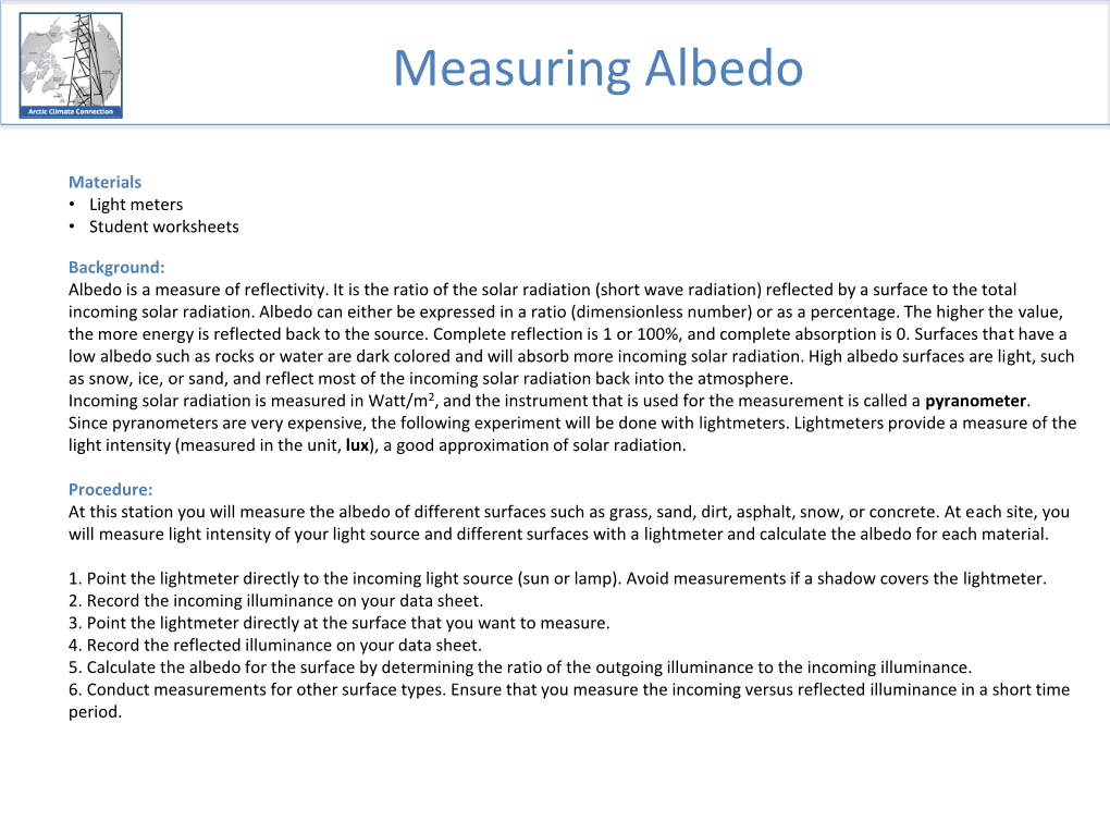 Measuring Albedo