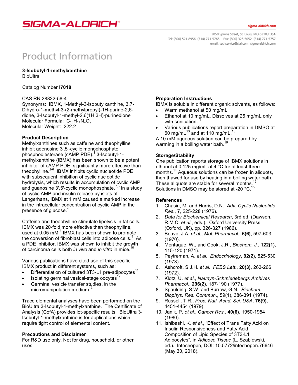 Product Information Sheet
