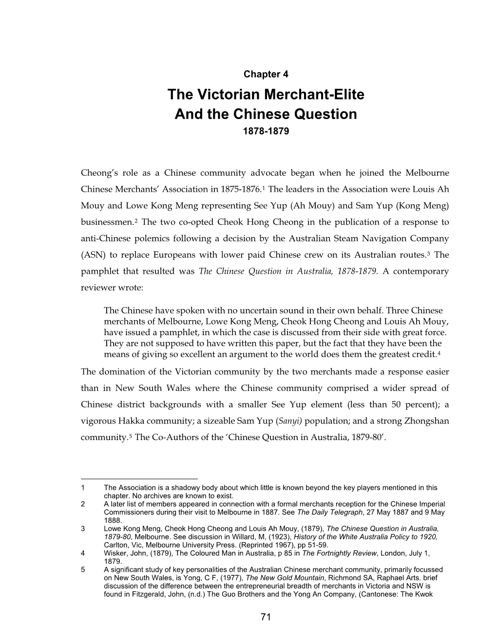The Victorian Merchant-Elite and the Chinese Question 1878-1879