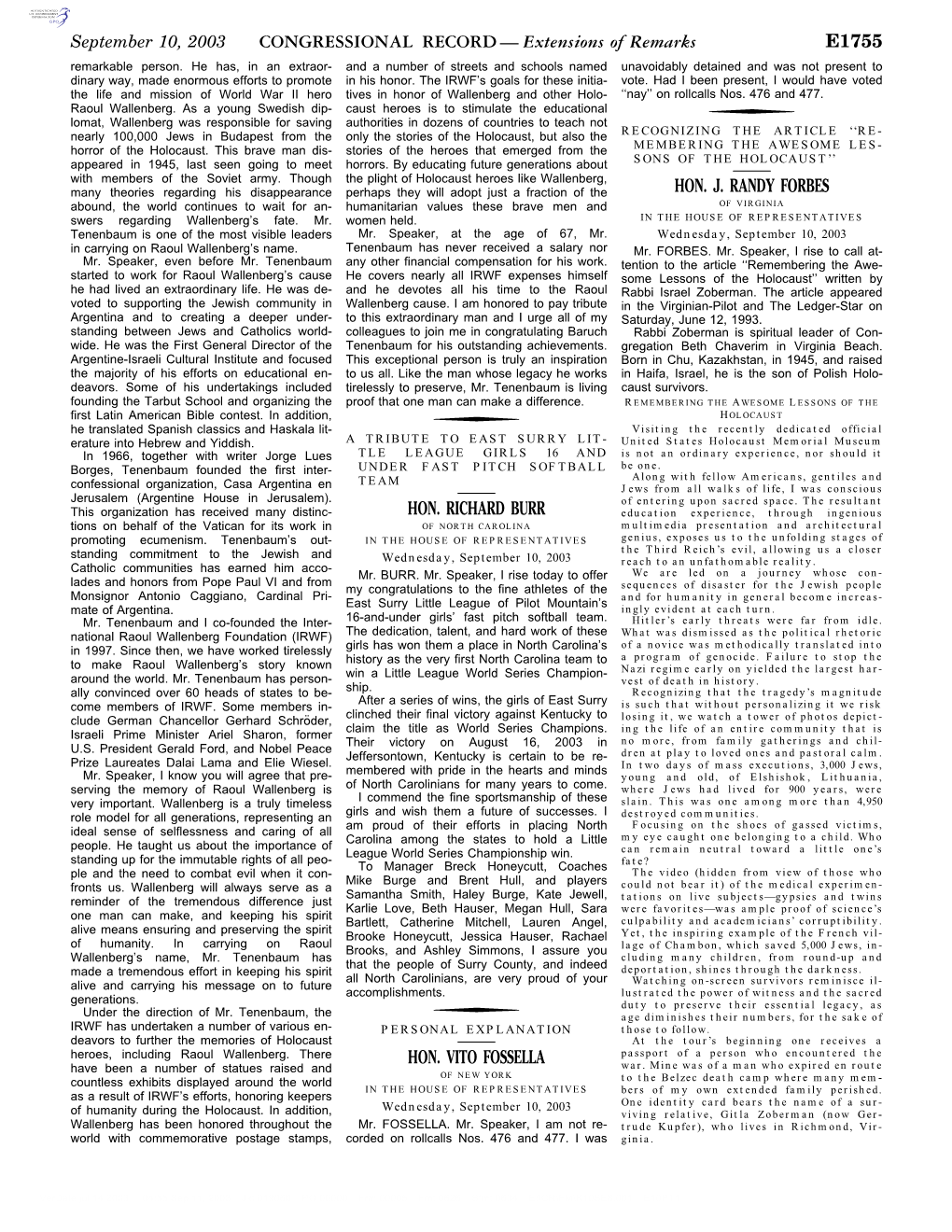 CONGRESSIONAL RECORD— Extensions of Remarks E1755 HON