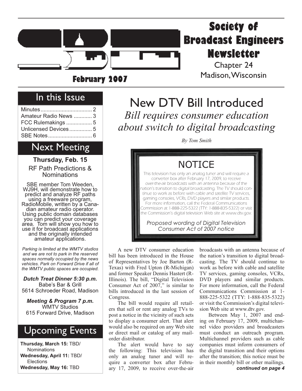 New DTV Bill Introduced Amateur Radio News