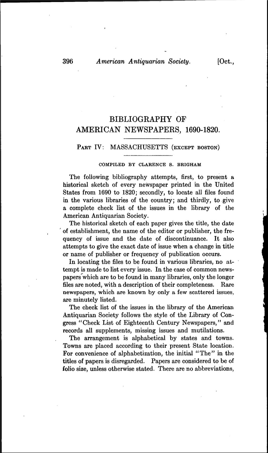 Bibliography of American Newspapers, 1690-1820