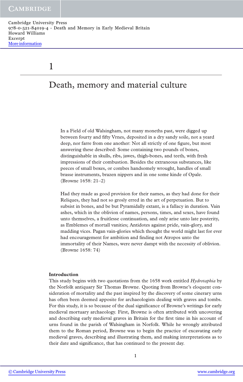 Death, Memory and Material Culture