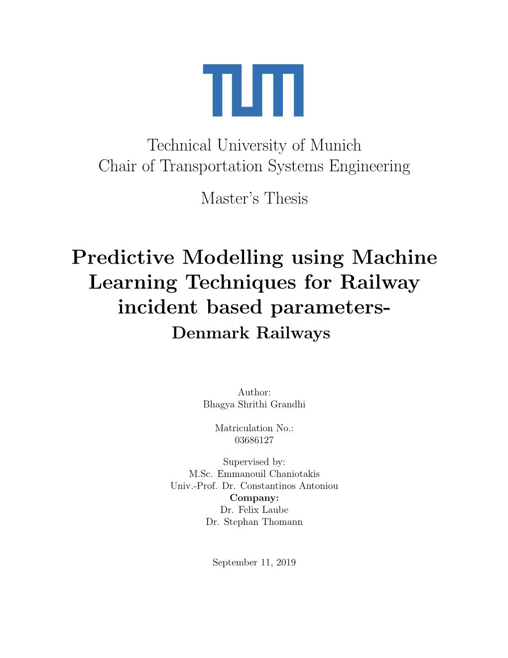 Predictive Modelling Using Machine Learning Techniques for Railway Incident Based Parameters- Denmark Railways