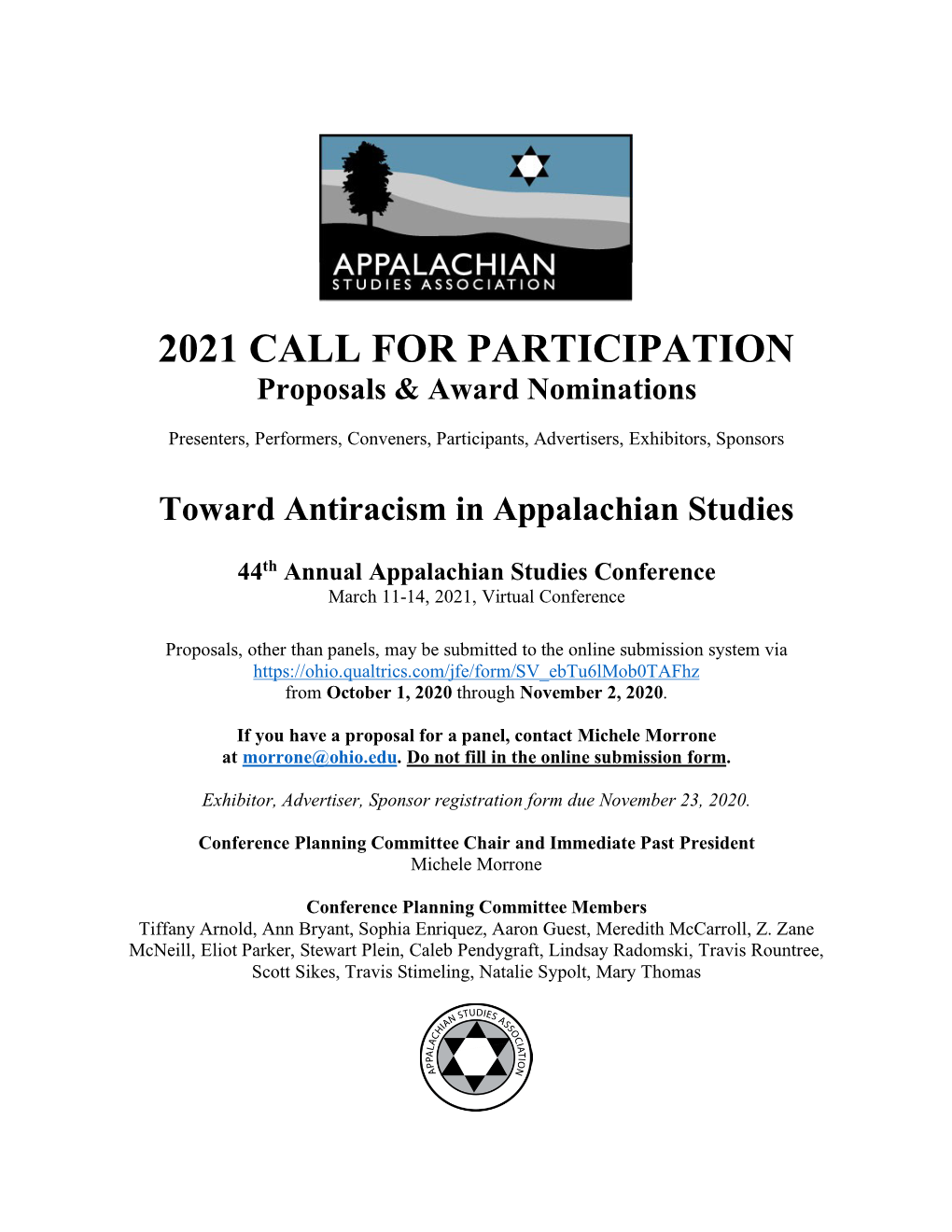 2021 CALL for PARTICIPATION Proposals & Award Nominations