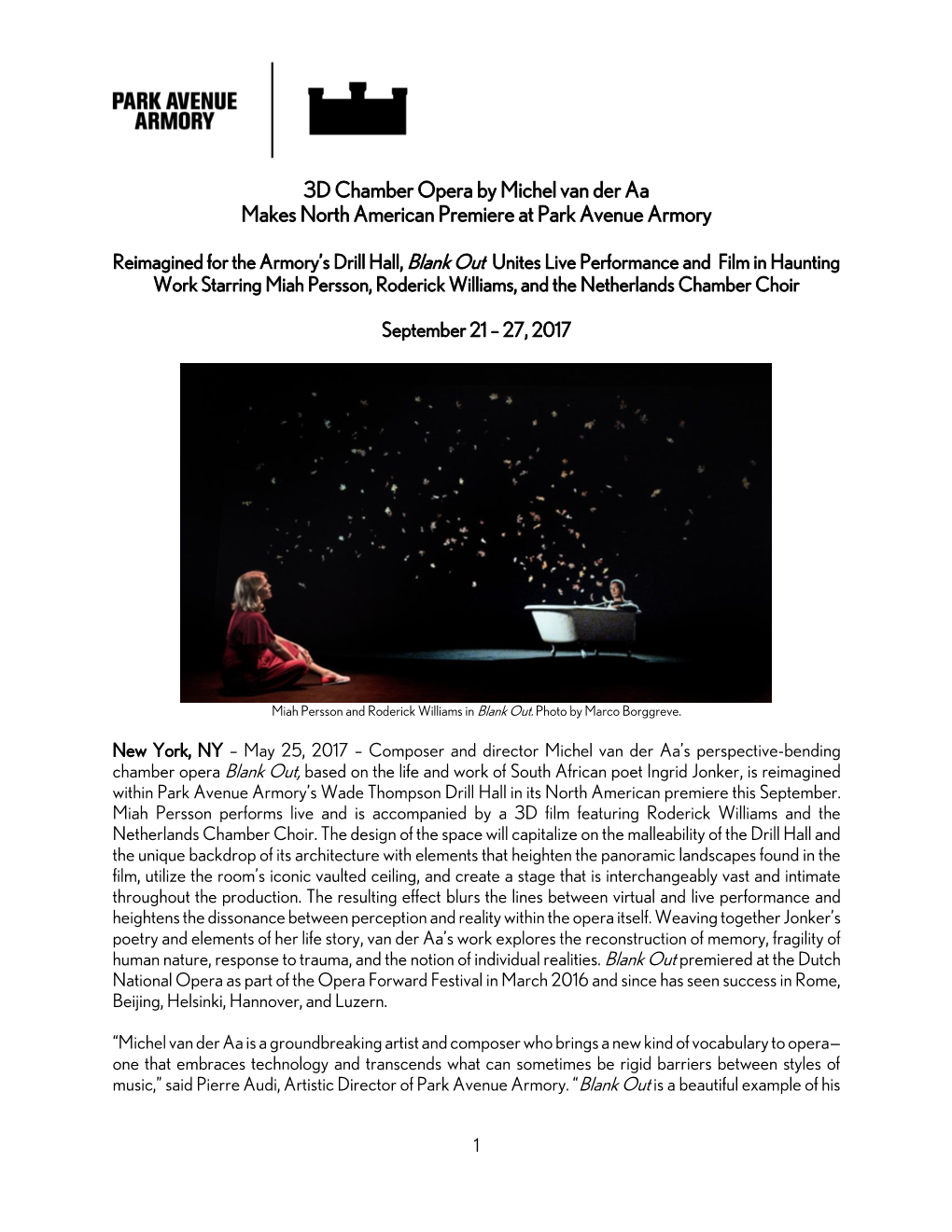 3D Chamber Opera by Michel Van Der Aa Makes North American Premiere at Park Avenue Armory