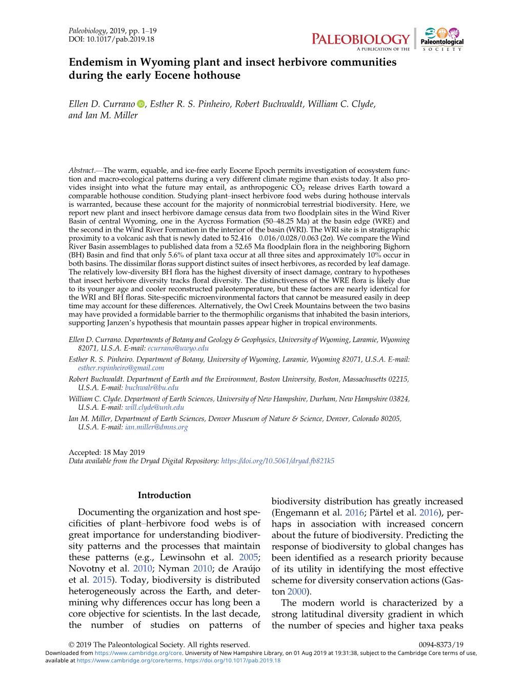 Endemism in Wyoming Plant and Insect Herbivore Communities During the Early Eocene Hothouse