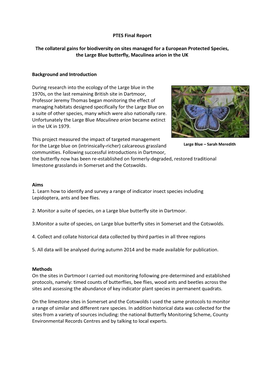 PTES Final Report the Collateral Gains for Biodiversity on Sites