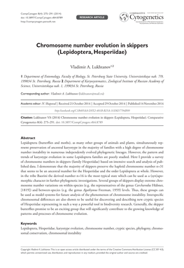 Chromosome Number Evolution in Skippers (Lepidoptera, Hesperiidae)
