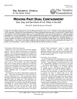 POLICY BULLETIN--Moving Past Dual Containment: Iran, Iraq, and The