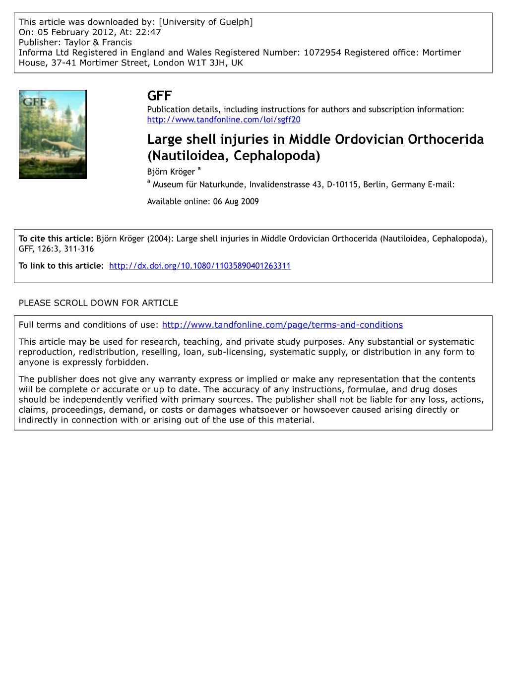 Large Shell Injuries in Middle Ordovician Orthocerida