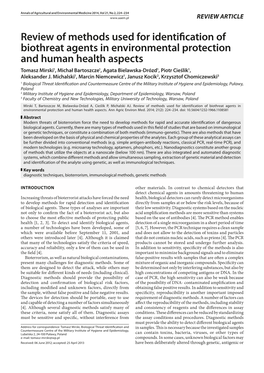 Review of Methods Used for Identification of Biothreat Agents in Environmental Protection and Human Health Aspects