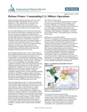 Defense Primer: Commanding U.S. Military Operations