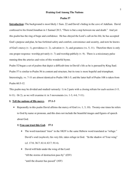 1 Praising God Among the Nations Psalm 57 Introduction