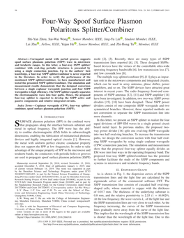 Four-Way Spoof Surface Plasmon Polaritons Splitter/Combiner