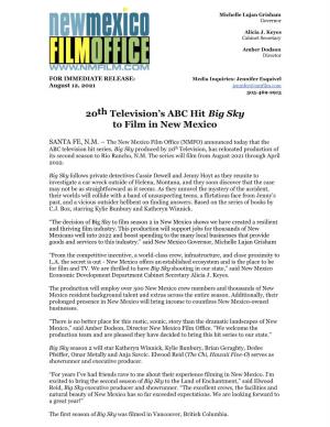 20Th Television's ABC Hit Big Sky ​To Film in New Mexico