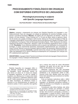 Phonological Processing in Subjects with Specific Language Impairment