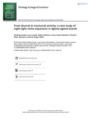 From Diurnal to Nocturnal Activity: a Case Study of Night-Light Niche Expansion in Agama Agama Lizards