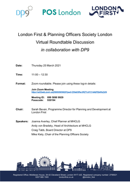 London First & Planning Officers Society London Virtual Roundtable