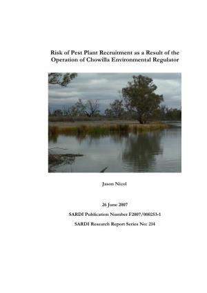 Risk of Pest Plant Recruitment As a Result of the Operation of Chowilla Environmental Regulator
