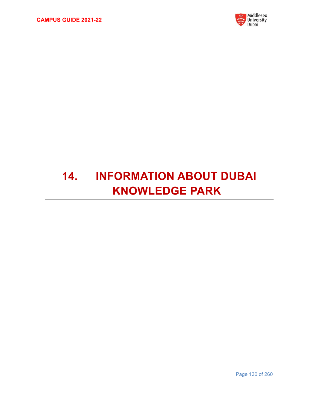 14. Information About Dubai Knowledge Park
