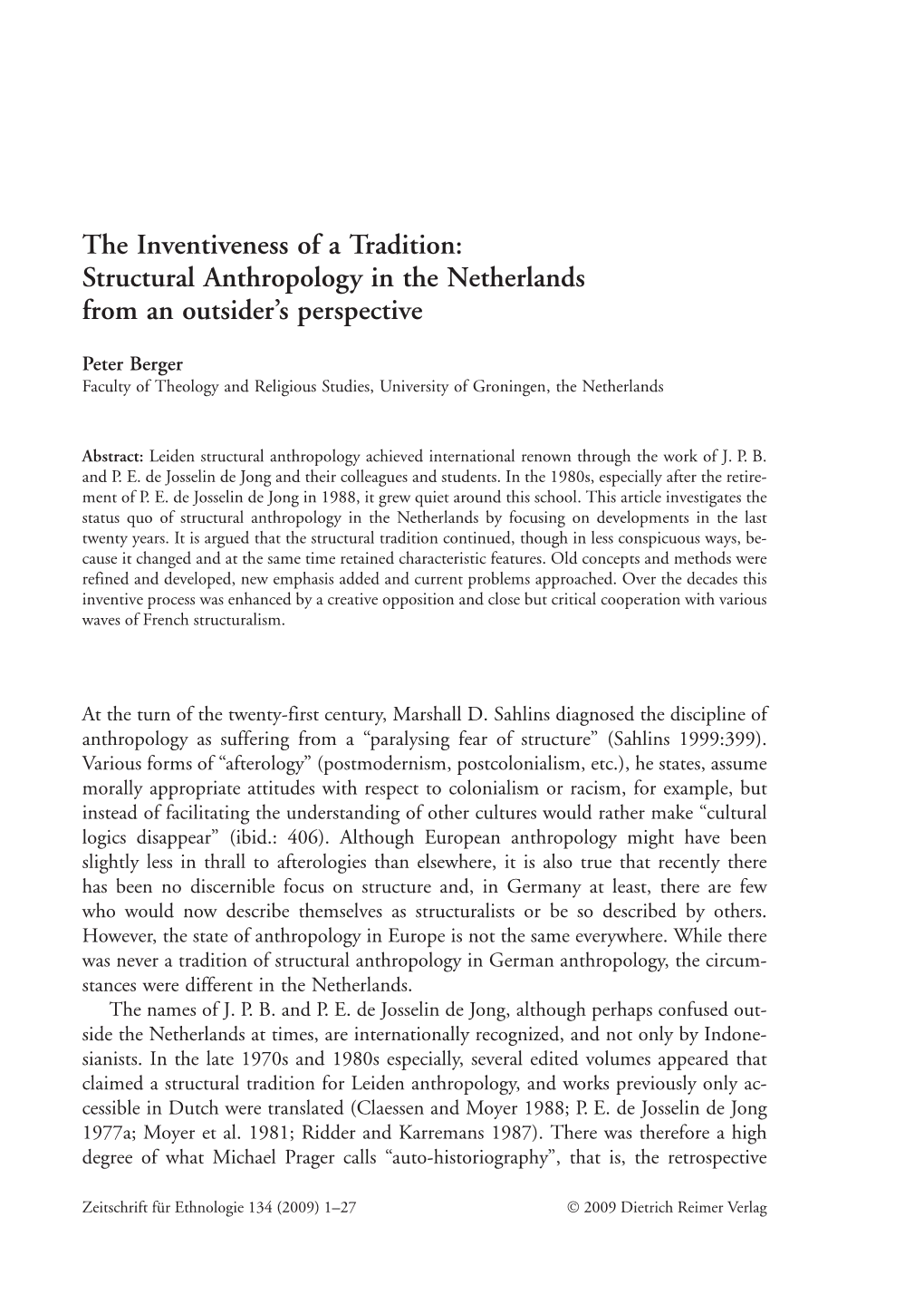 The Inventiveness of a Tradition: Structural Anthropology in The