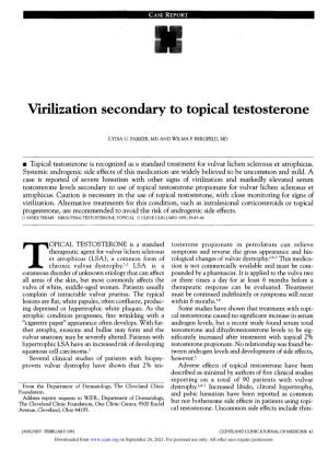 Virilization Secondary to Topical Testosterone