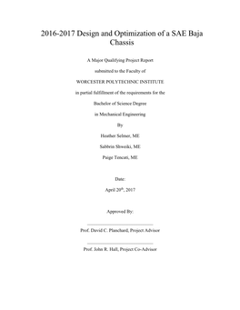 2016-2017 Design and Optimization of a SAE Baja Chassis