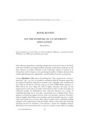 Book Review on the Purpose of a University Education