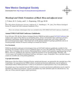 Moenkopi and Chinle Formations of Black Mesa and Adjacent Areas J