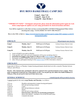 2021 Boys Basketball Camp Information Packet