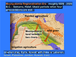 Mesopotamia Regionalization Era - Roughly 6500 - 3500 B.C