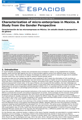 Characterization of Micro-Enterprises in Mexico. a Study from the Gender Perspective