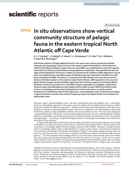 In Situ Observations Show Vertical Community Structure of Pelagic Fauna in the Eastern Tropical North Atlantic of Cape Verde H
