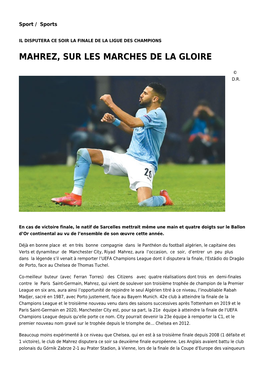 Mahrez, Sur Les Marches De La Gloire