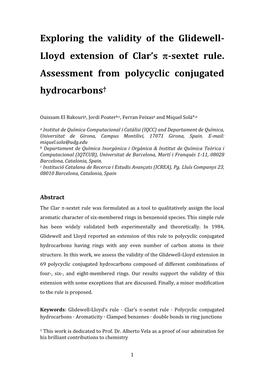 Exploring the Validity of the Glidewell- Lloyd Extension of Clar's Π-Sextet Rule. Assessment from Polycyclic Conjugated Hydr