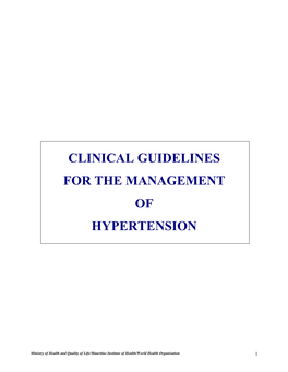 Clinical Guidelines for the Management of Hypertension