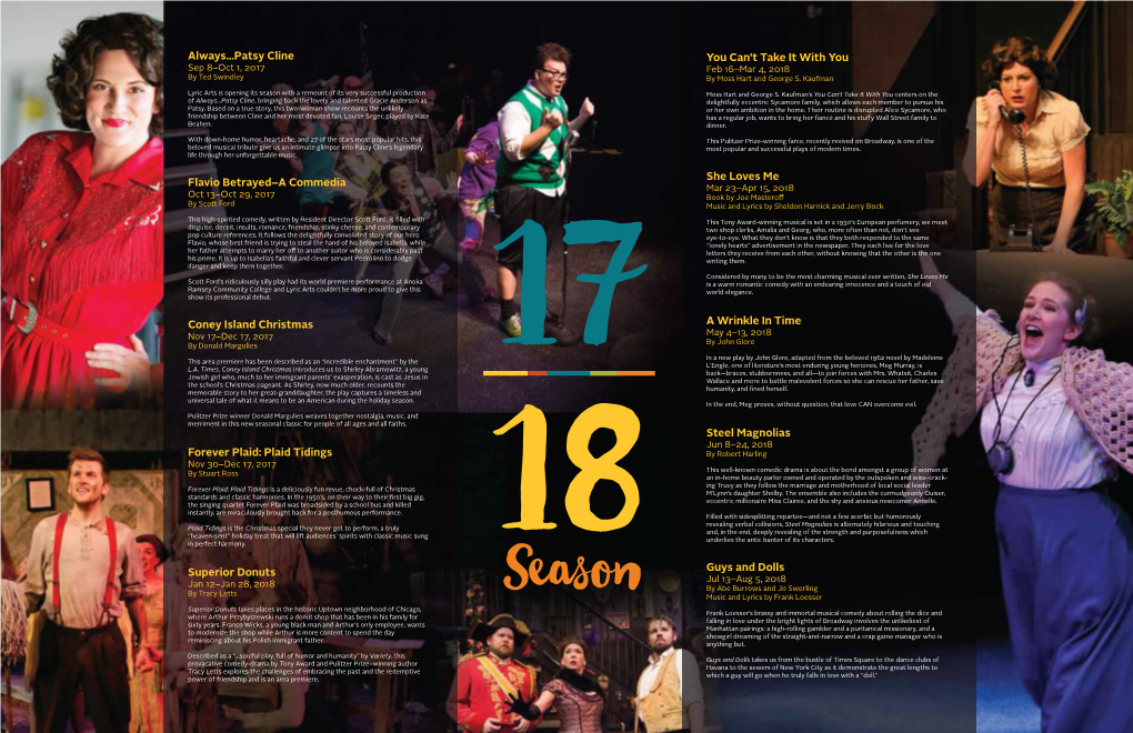 Seasonsubbrochure1718 Shows Only