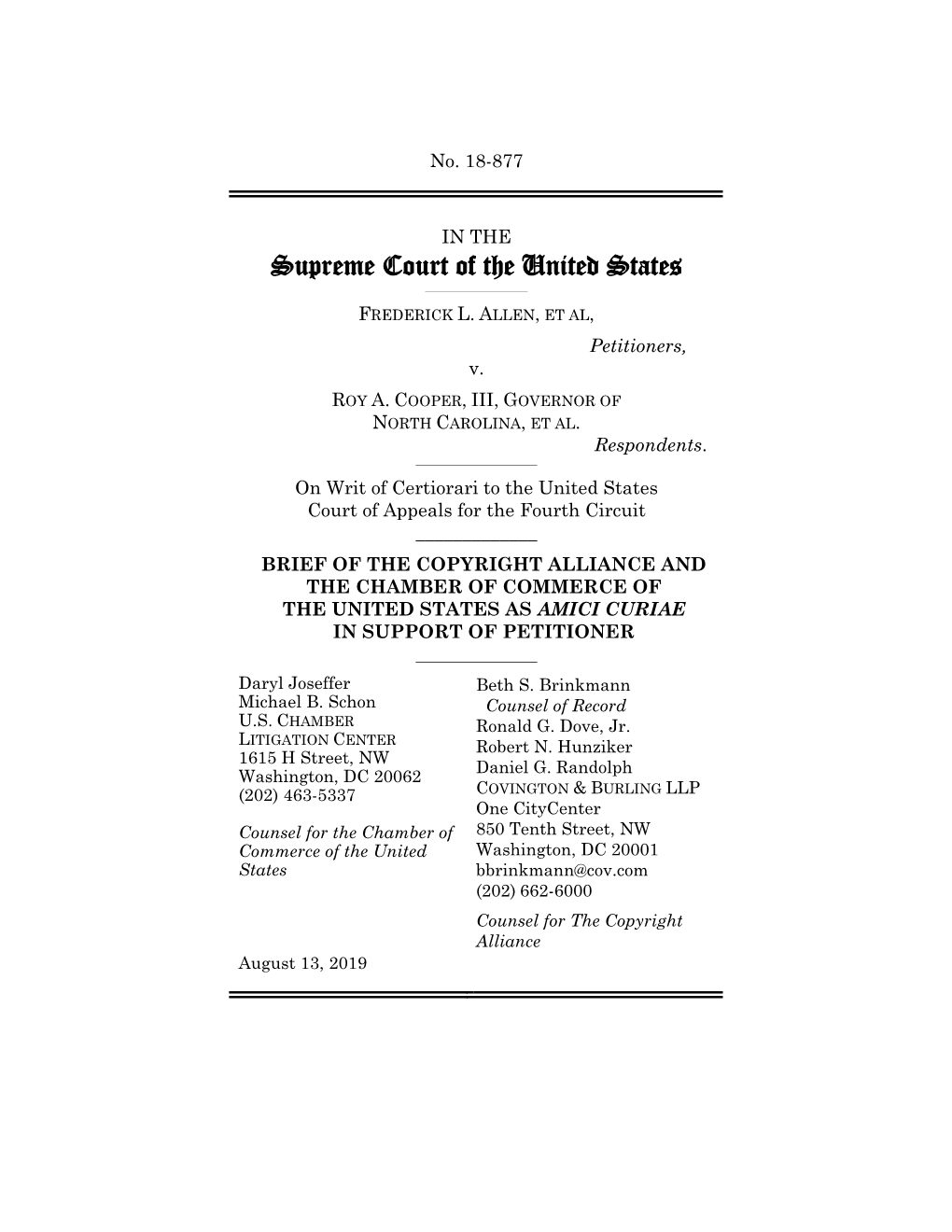 Amicus Curiae Briefs in Cases That Raise Issues of Concern to the Nation’S Business Community